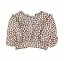 Piupiuchick,cropped blouse w/ baloon sleeves  | ecru w/ animal print